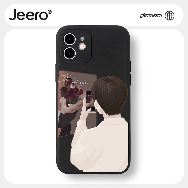 Ốp lưng JEERO Mềm hoạt hình cặp đôi dễ thương đẹp nam nữ Cho iPhone 14 13 12 11 Pro Max SE 2020 X XR XS 8 7 ip 6S 6 Plus kute HFF1562