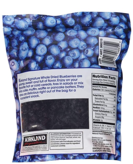 Quả Việt Quất Sấy Khô của Kirkland Signature Blueberries Mỹ - Sấy Tự Nhiên - Không thêm đường