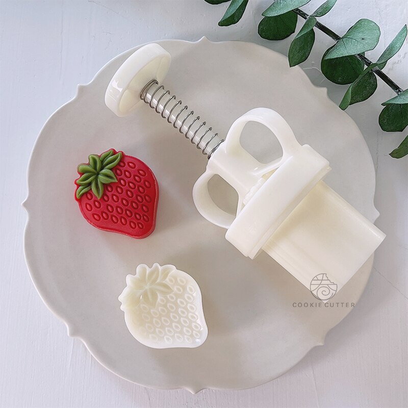 Khuôn Làm Bánh Trung Thu 25g / 50g Bằng Nhựa ABS Hình Trái Dâu Tây