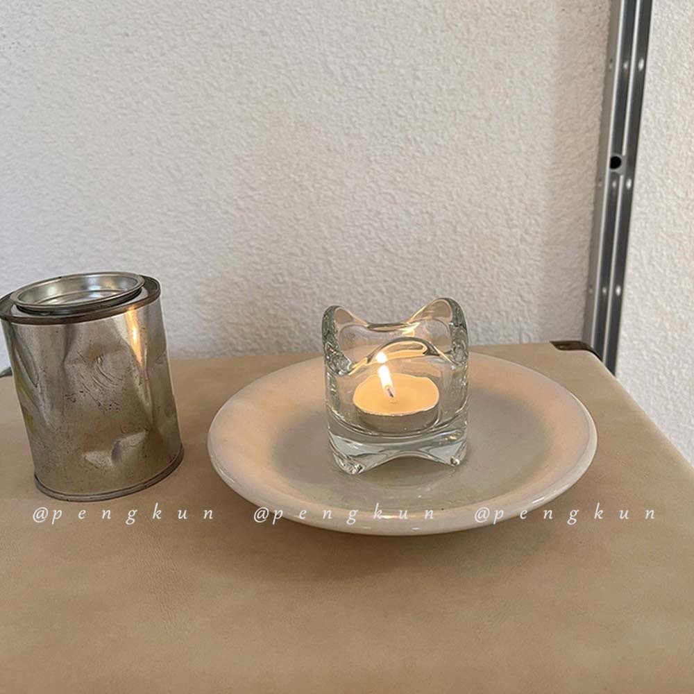 Giá Đỡ Cốc/Nến Bằng Kính Viền Cong Kiểu Bắc Âu Đơn Giản Lãng Mạn Để Bàn Trang Trí