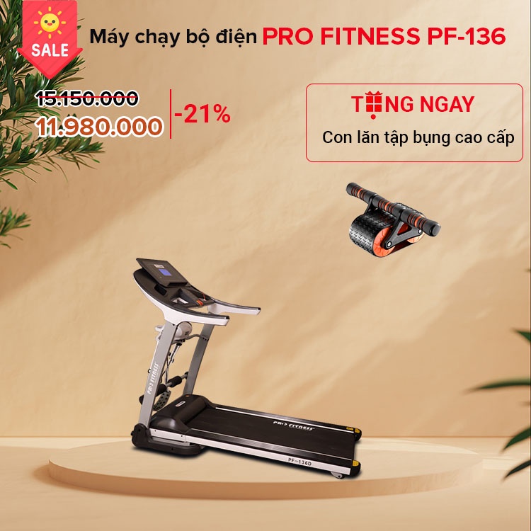 Máy chạy bộ điện đa năng cho gia đình Pro Fitness PF-136 có nâng độ dốc tự động + động cơ 2.5HP