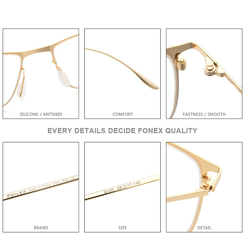 Mắt kính gọng vuông bằng hợp kim titan siêu nhẹ phong cách Nhật Bản thời trang 2021