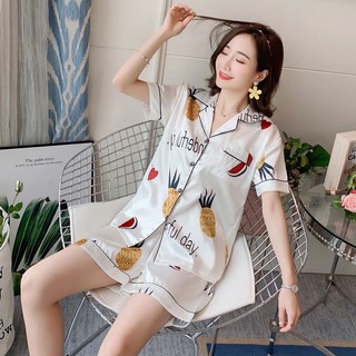 🔥 [HÌNH THẬT] [LỤA] [Freeship] [SALE] Bộ mặc nhà phi lụa đùi nữ ngắn tay, cổ bẻ
