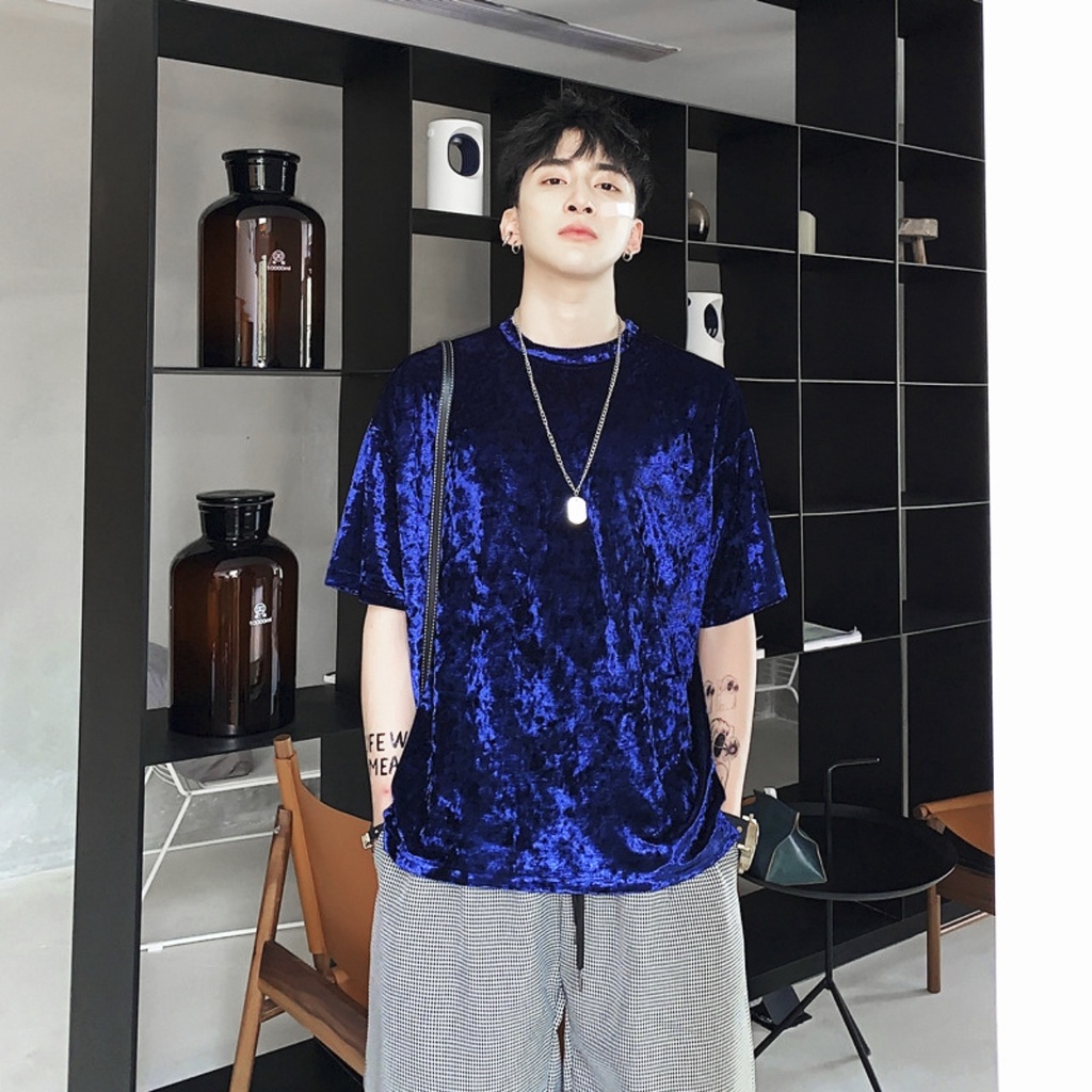 Áo nhung loang tay lỡ form unisex