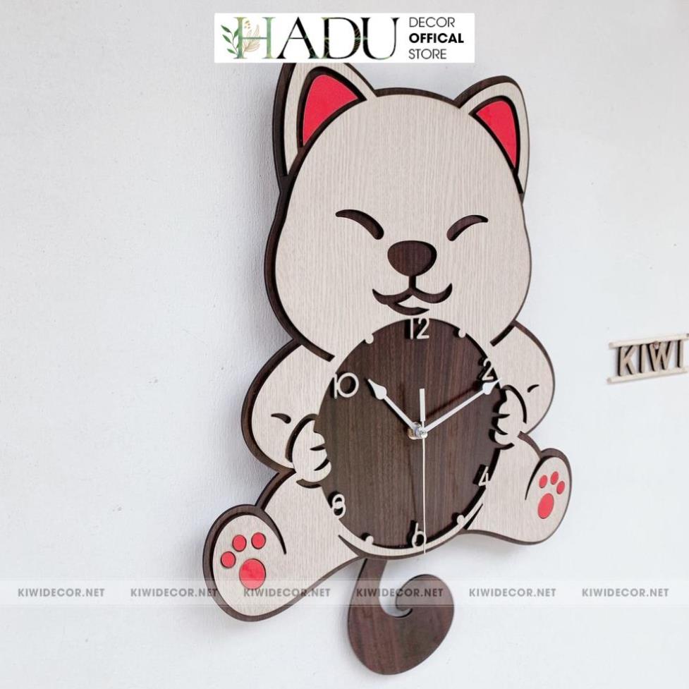 Đồng Hồ Treo Tường Gỗ Decor Chó Shiba, Dễ thương, Trang Trí Nhà Cửa, HomeStay - HaduDecor