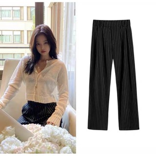 [SẴN M,L] Quần tây kẻ sọc cạp cao ống suông giống Jennie, Rosé Blackpink, Heejin LOONA