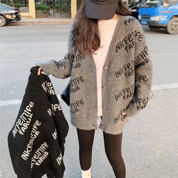 Áo khoác len cardigan tam giác nổi Quảng Châu cá tính P782