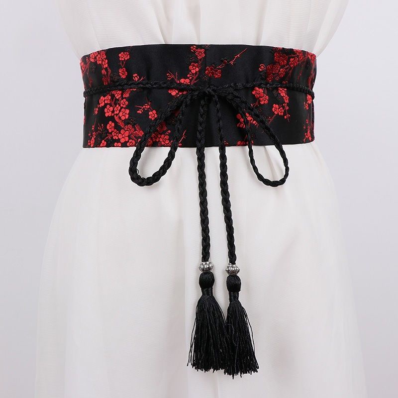 Thắt Lưng Vải Ruy Băng Bản Rộng Co Giãn Phong Cách Cổ Điển Cho Nữ Mặc Kimono