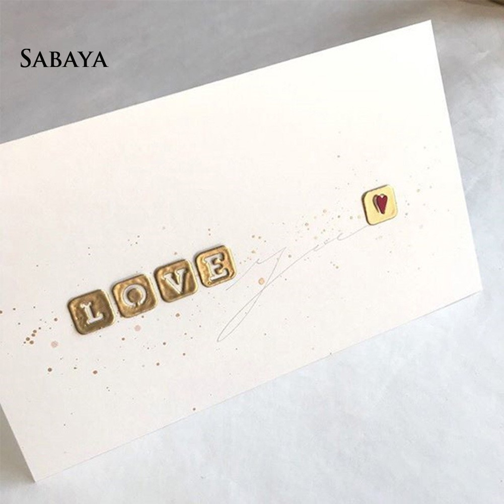 Bộ khuôn cắt giấy tạo hình chữ làm từ kim loại hình vuông in chữ trang trí Scrapbook