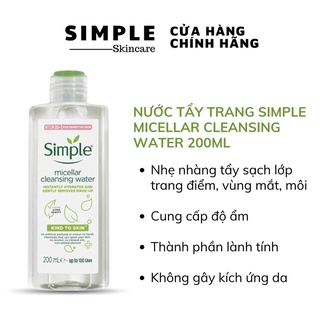 Nước tẩy trang Simple Micellar Cleansing Water 200ML