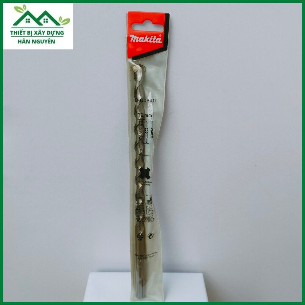 Mũi khoan bê tông Makita 2 cạnh gài 10mm,12mm,14mm X 260mm cho máy khoan bêtông