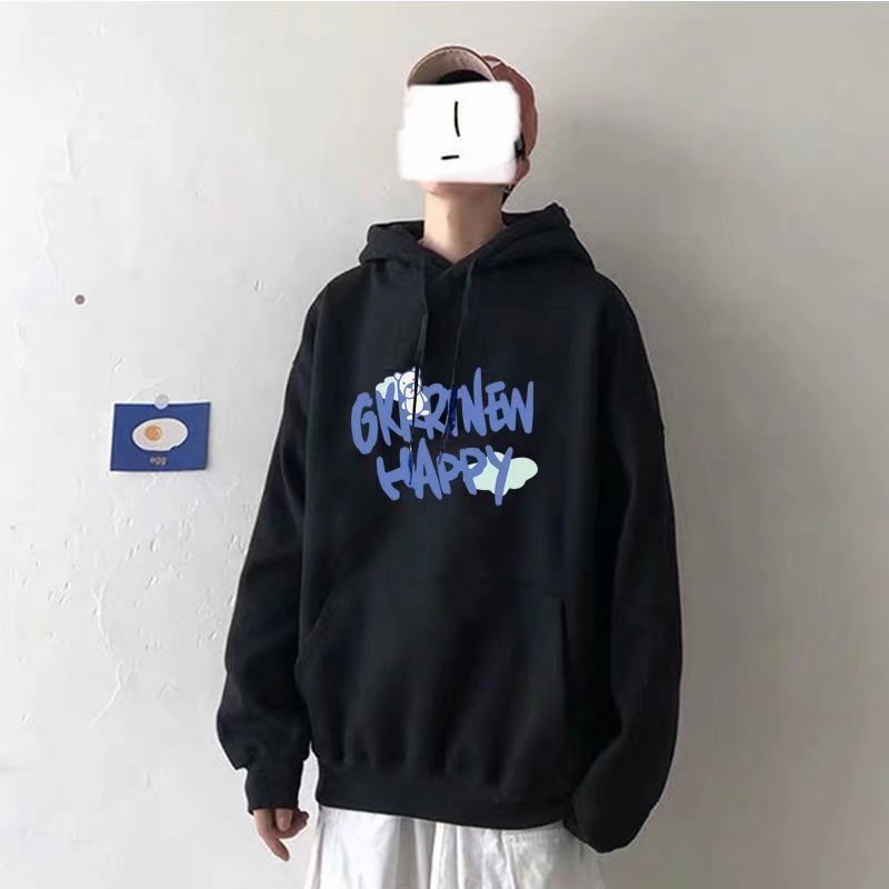 Áo hoodie tay dài có túi dáng rộng in chữ phong cách nhật bản thời trang mùa đông dành cho nam size M-5XL