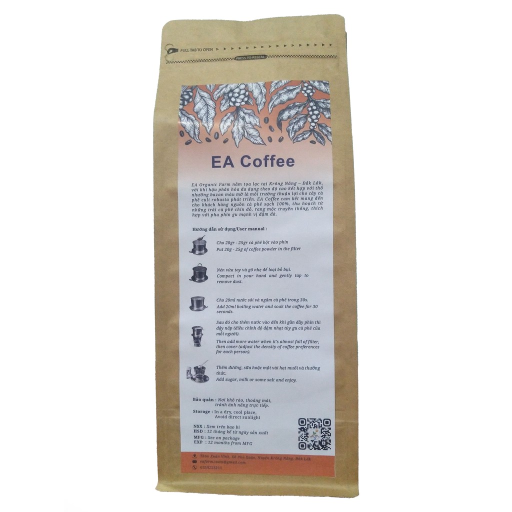 Cà Phê Robusta 100% - Công thức rang xay thủ công đặc biệt - Nguyên chất  - Vị đắng đậm thơm nồng