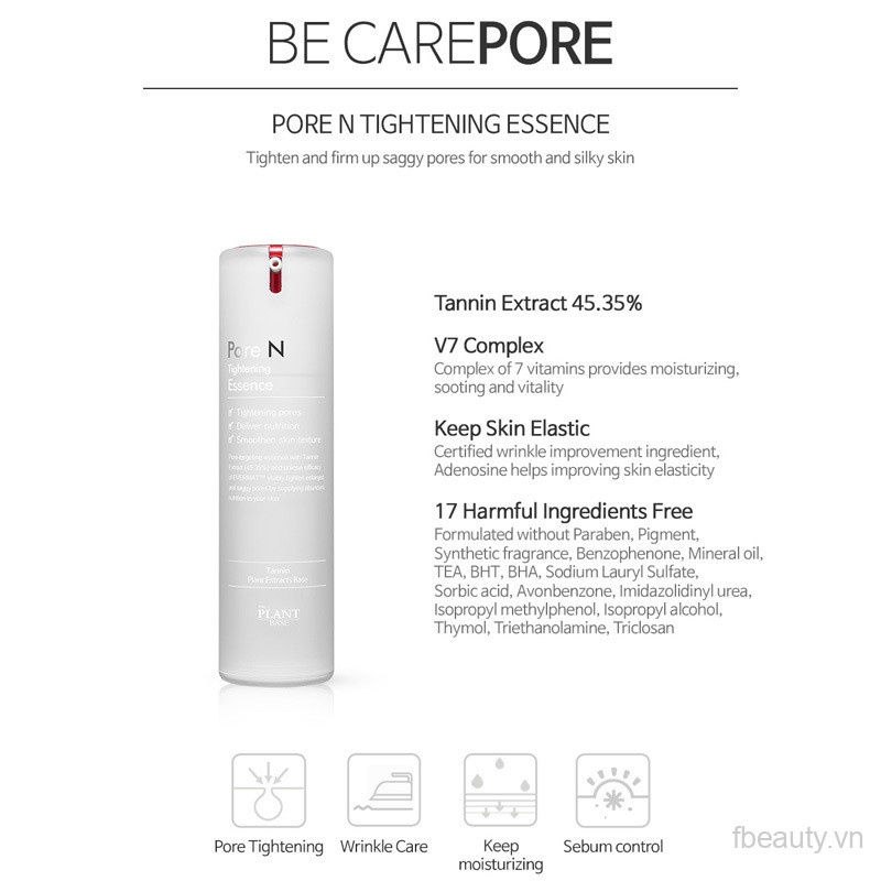 [DATE 23/04/22] Tinh chất se lỗ chân lông, giảm mụn chứa AHA và BHA The Plant Base Pore N Tightening Essence 30ml