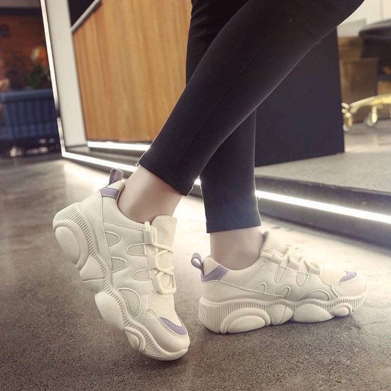 Giày Thể Thao Đế Bằng Phối Lưới Thoáng Khí Thời Trang Cho Nữ