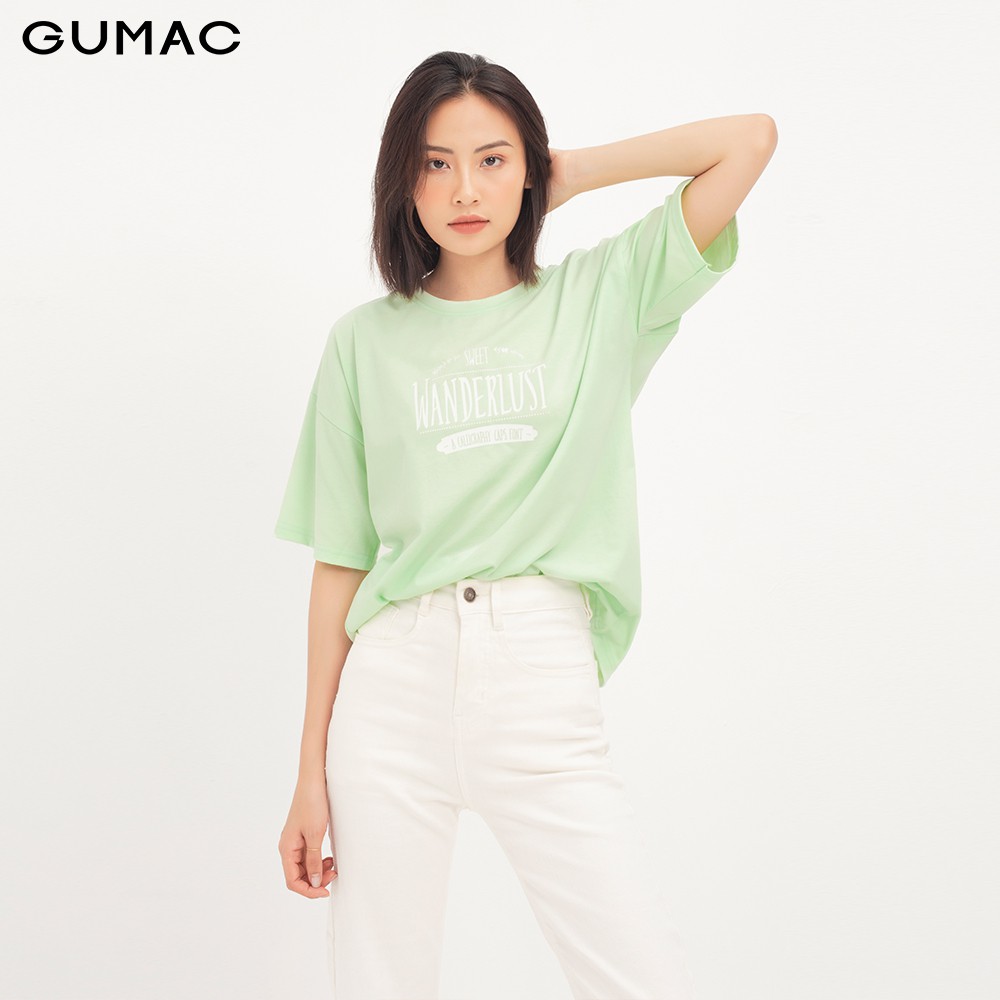 Áo phom rộng in chữ GUMAC ATA1242 | BigBuy360 - bigbuy360.vn