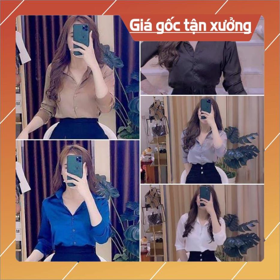 [Chất lượng số 1] Áo sơ mi nữ công sở cao cấp kiểu Hàn Quốc trơn tay dài màu Trắng+ Đen +Xám+ Xanh+Nâu GLORIA SHOP SM-02 | BigBuy360 - bigbuy360.vn