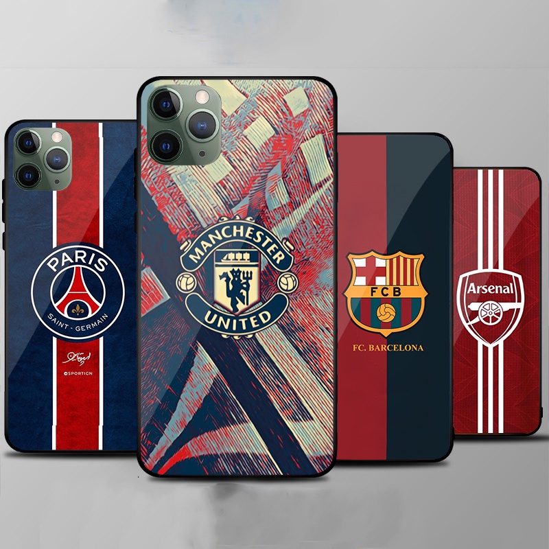 Ốp IPHONE 11, 11 Pro, 11 Promax Lưng Kính Cường Lực In Hình Câu Lạc Bộ Bóng Đá