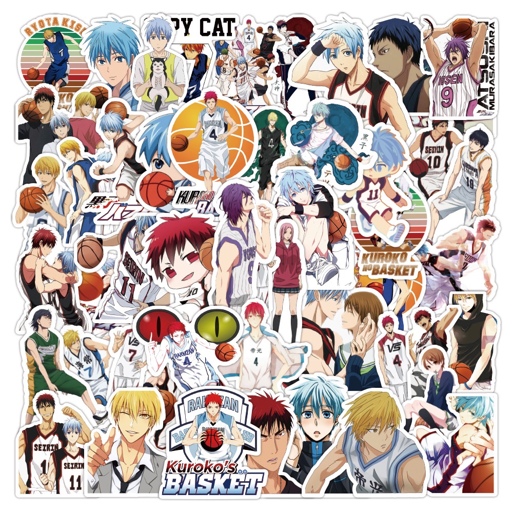 Y&P| Hình Dán Chống Nước Kuroko's Basketball Nhật Bản Anime Mũ Bảo Hiểm Máy Tính Xách Tay Hành Lý Dán Thiết Lập, 50 tờ