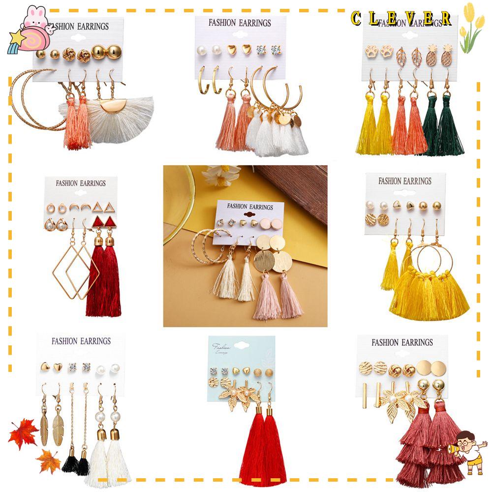 Set 6 đôi khuyên tai phong cách boho thời trang cho nữ