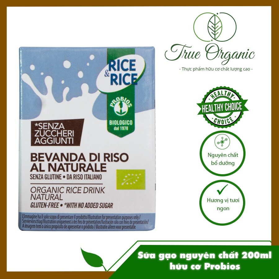 Sữa gạo nguyên chất bổ dưỡng hữu cơ 200ml Probios Organic