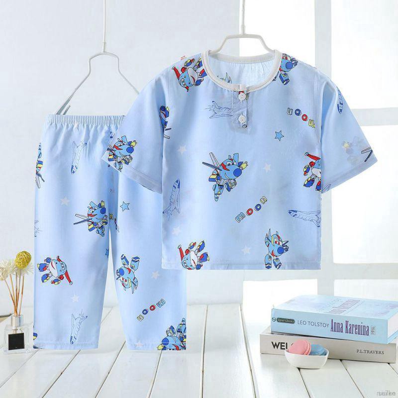 ruiaike  Summer Children Pajamas Set Clothes Baby Girls Boys Short Sleeve  Cartoon Top + Pants Sleepwear Suits