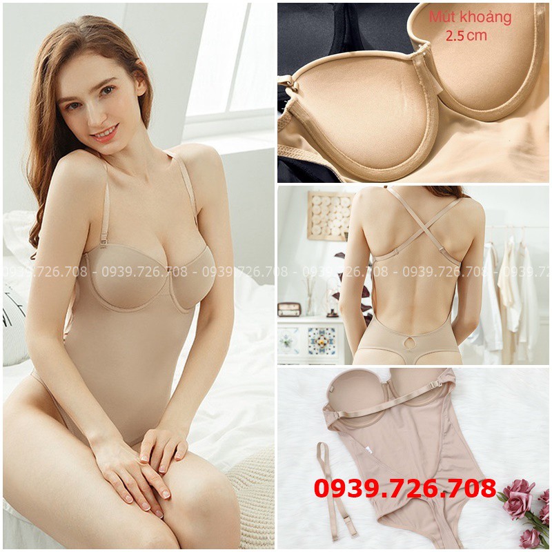 Bộ đồ lót liền thân cúp ngang nâng ngực❤️ Áo ngực liền thân Bodysuit nữ sexy Jumpsuit mặc đầm váy hở lưng,ngực xẻ sâu