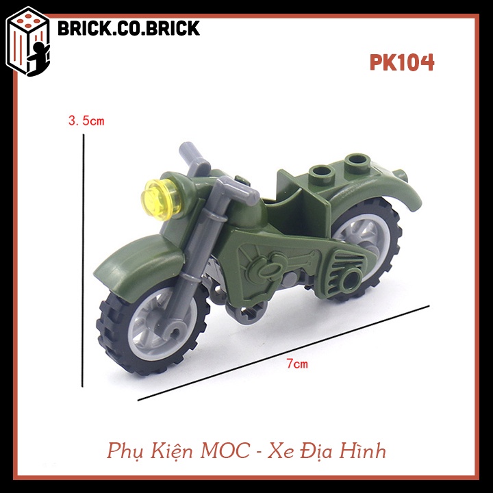 Phụ Kiện Xe Mô Hình Lắp Ráp Đồ Chơi Xe Motor Địa Hình Quân Sự Phụ Kiện MOC Army Cho Minifigure PK101