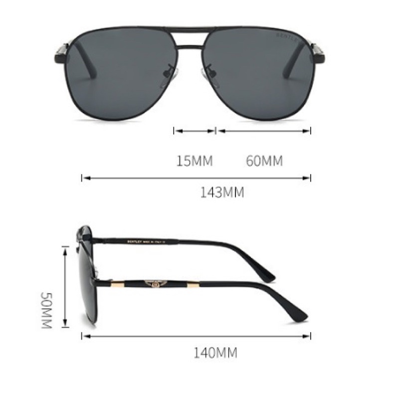 Kính mát Kính râm phân cực thời trang nam chất liệu hợp kim và palaroid Chống Tia UV cao cấp Bentley 0132- bảo hành 1năm
