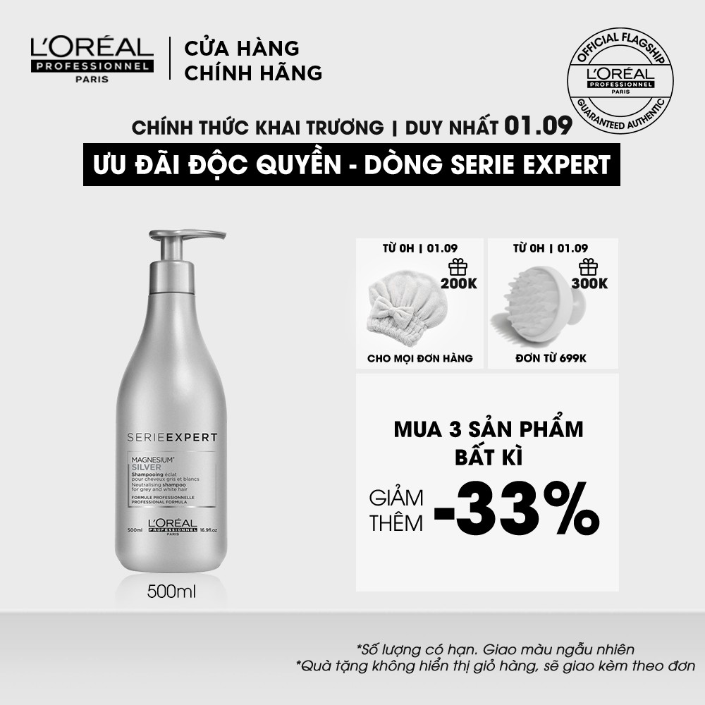 Dầu gội LOreal Professionnel khử vàng cho tóc tẩy Serie Expert Magnesium Silver 500ml