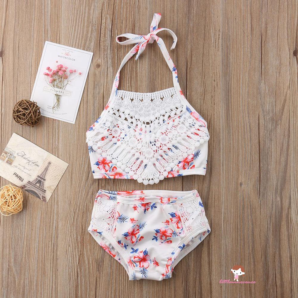 ❤XZQ-Toddler Baby Girl Lace Floral Swimwear Bathing Suit Swimsuit Beachwear Clothes