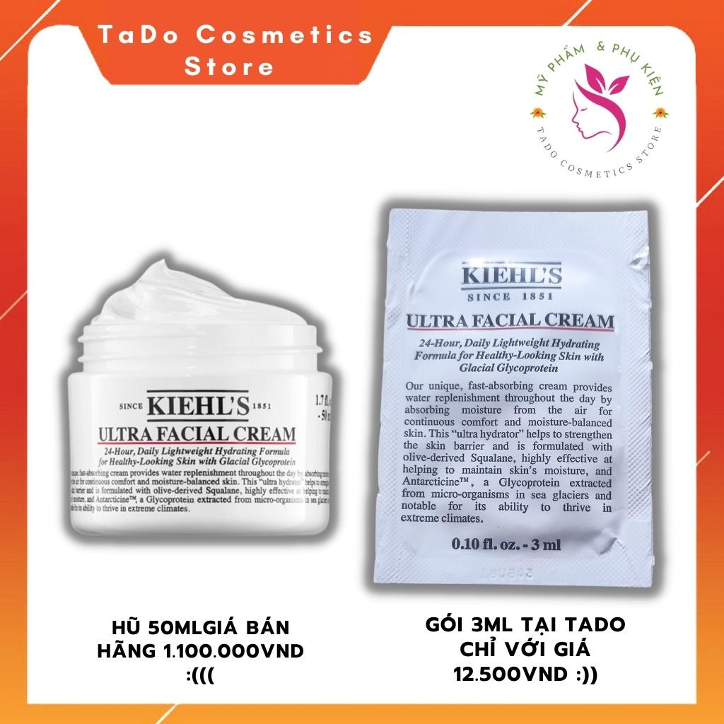 Sample kem dưỡng ẩm da Kiehls Ultra Facial Cream 3ml , phục hồi tái tạo da giúp da căng bóng đều màu - Tado Cosmetics