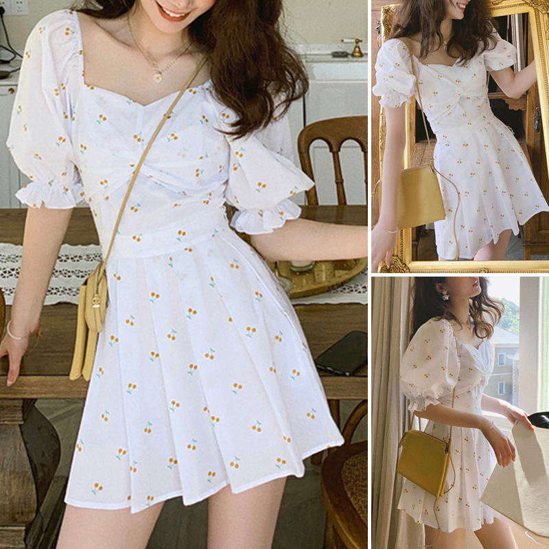 Đầm VONDA Tay Ngắn Cổ Vuông In Hoa Văn Phong Cách Hàn Quốc Thời Trang Cho Nữ | BigBuy360 - bigbuy360.vn