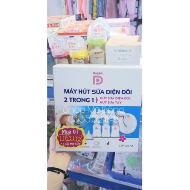 Máy hút sữa điện đôi 2in1 Dolphin (Tặng kèm 10 túi trữ sữa 150ml)