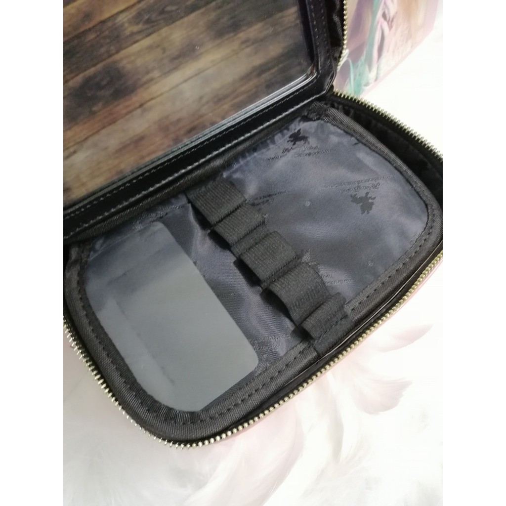 Hộp đựng mỹ phẩm có kính màu hồng PU #RebeccaBonbon chú cún Nhật Bản