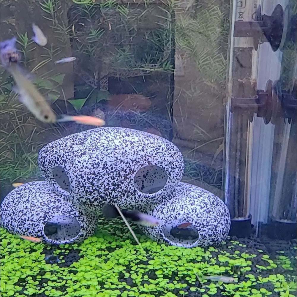 AQUARZOO Aquarium Hiding Cave Stone Hideaway akuarium Decoration Hide Rock Cichlids Betta Hideout Shelter Cave Tunnel Fish Tank Pond Ornament for Short Bream Crayfish Shrimp
