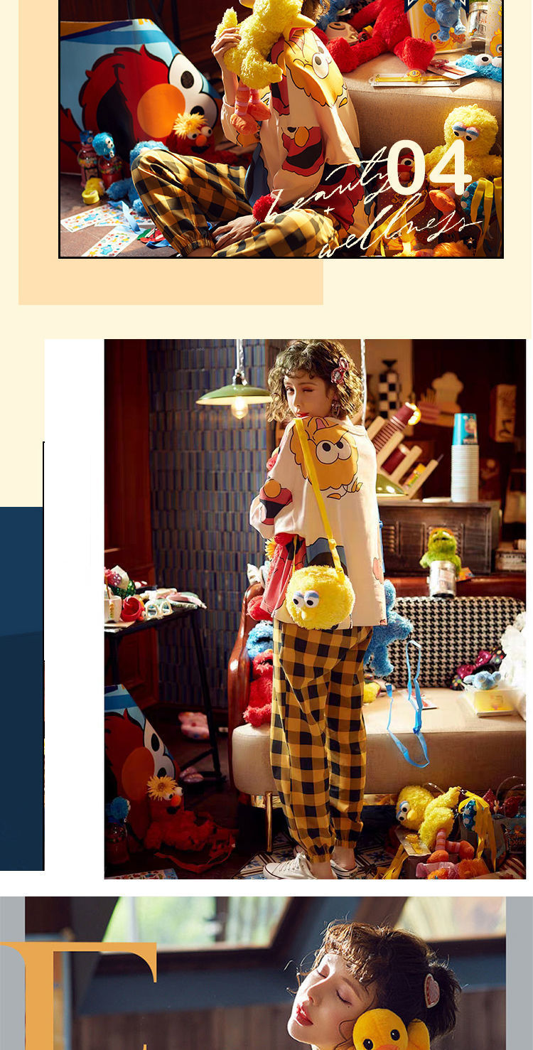 Cartoon Print Pajama Long Sleeves Top & Casual Sleepwear Terno for Girl | BigBuy360 - bigbuy360.vn