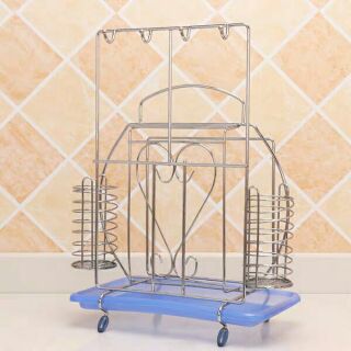 KỆ ĐỂ DAO THỚT INOX ĐA NĂNG - CÓ KHAY ĐỰNG NƯỚC