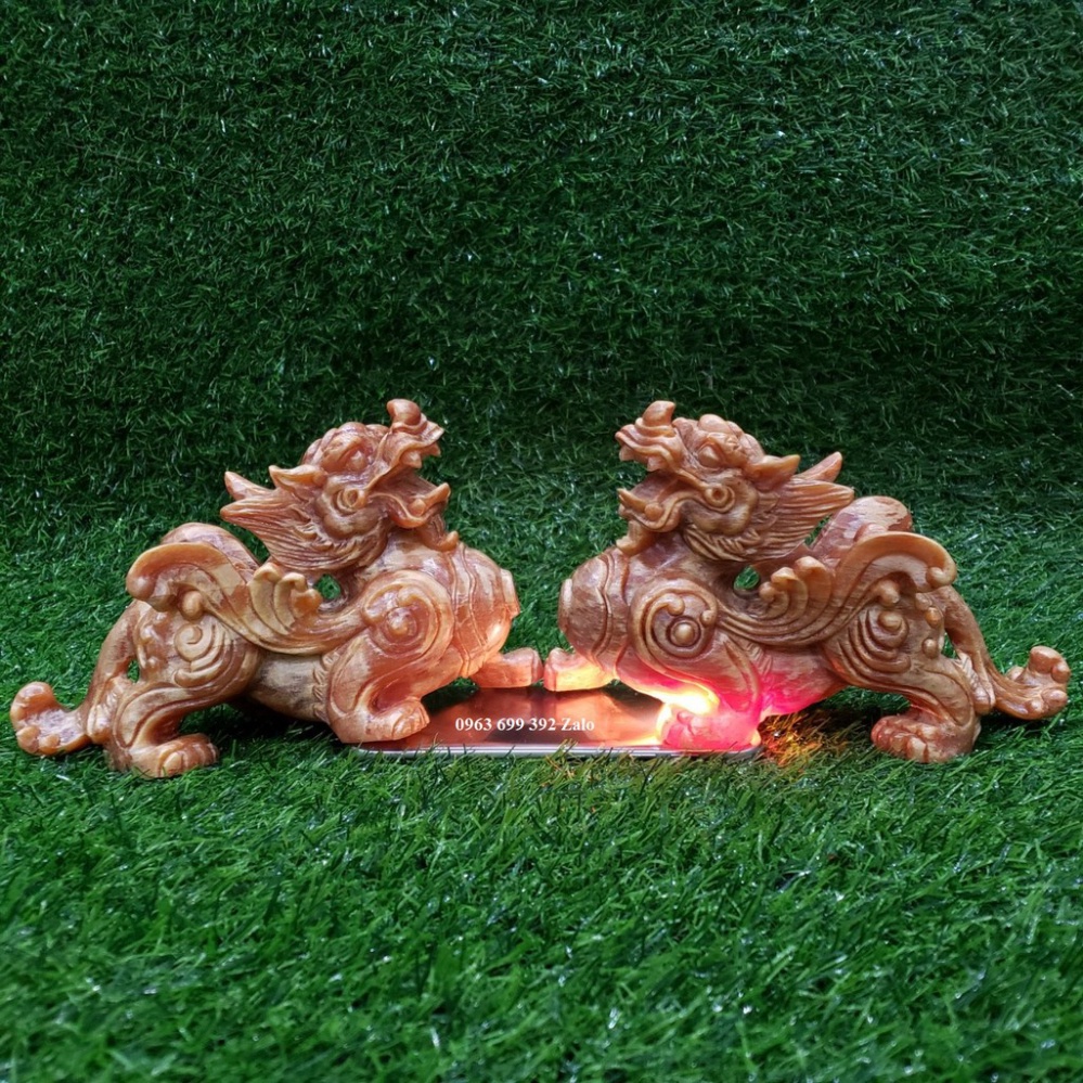 Cặp tỳ hưu gỗ huyết long
