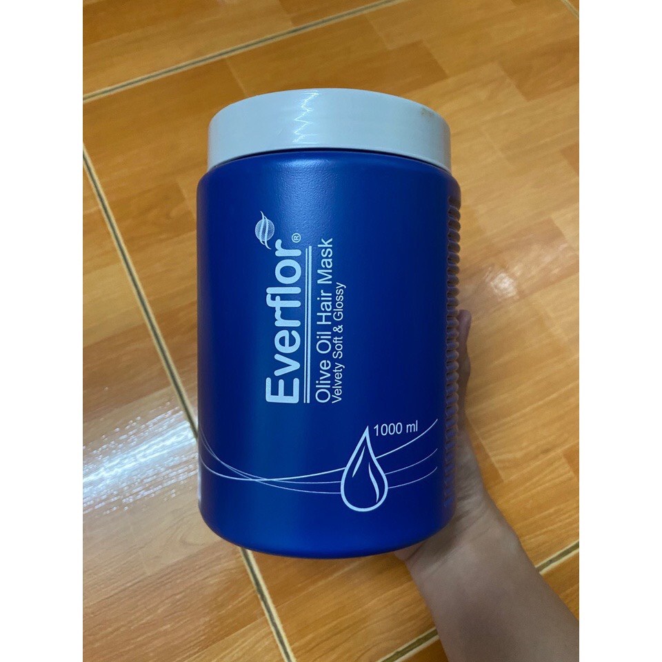 Dầu hấp ủ xả tóc Olive Everflor/rotary hủ xanh 1000ml