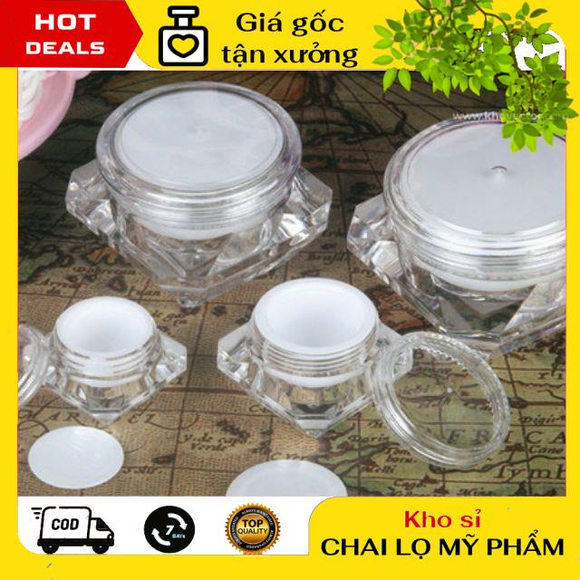 Hủ Đựng Kem ❤ GIÁ TẬN GỐC ❤ Hủ kim cương 10g có nắp lót chiết mỹ phẩm , phụ kiện du lịch