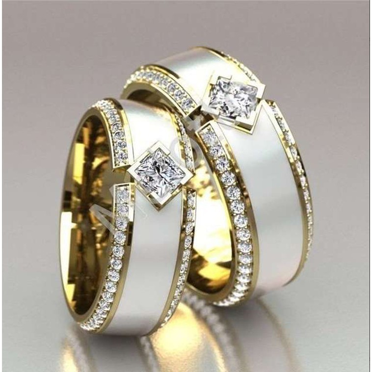 Nhẫn kim cương mạ vàng 18K sang trọng dành cho nữ