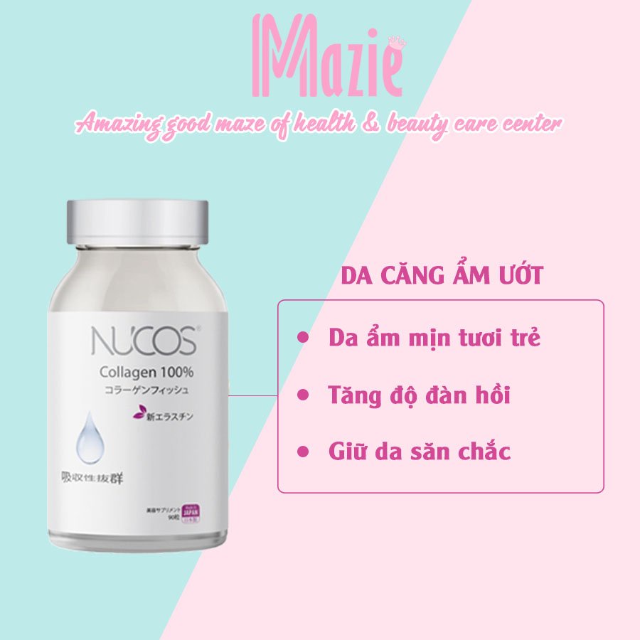 Collagen đẹp da dưỡng ẩm Nucos collagen 100% 90 viên
