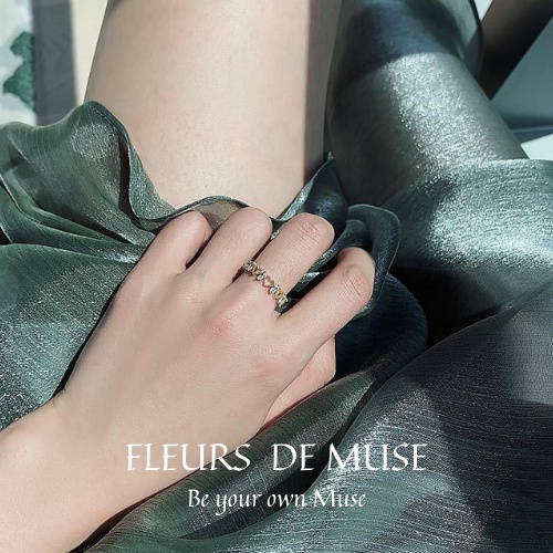 Nhẫn tròn mạ vàng hở hình trái tim phong cách Hàn Quốc Fleurs de Muse