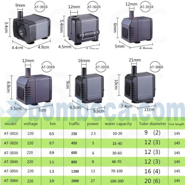 Máy bơm nước bể cá ATMAN AT-301S,ATMAN AT-302S ,ATMAN AT-303S,ATMAN AT-305S,ATMAN AT-306S