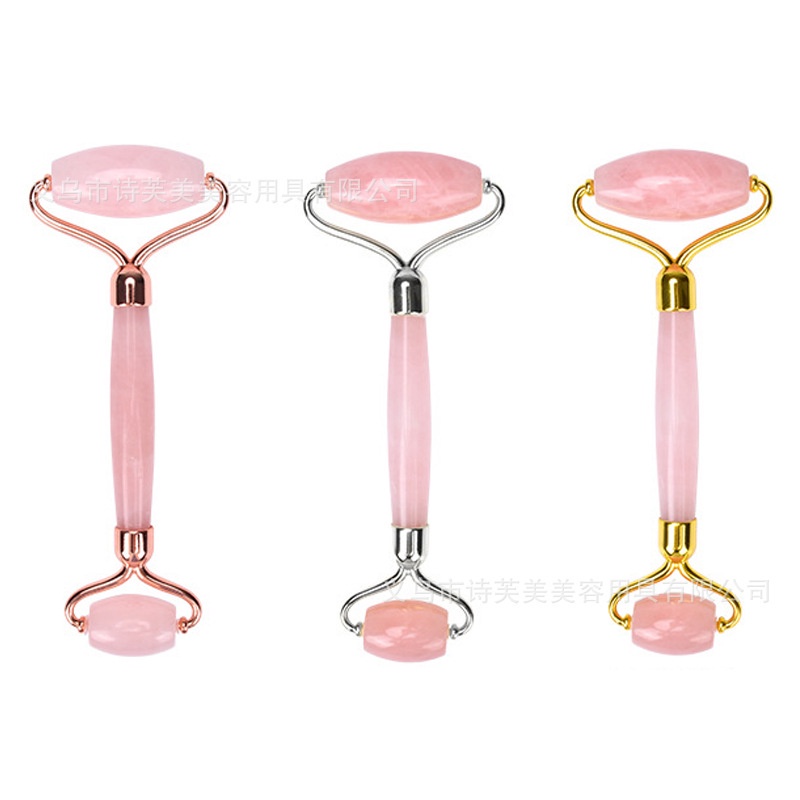 Cây lăn massage da mặt bằng đá thạch anh màu hồng