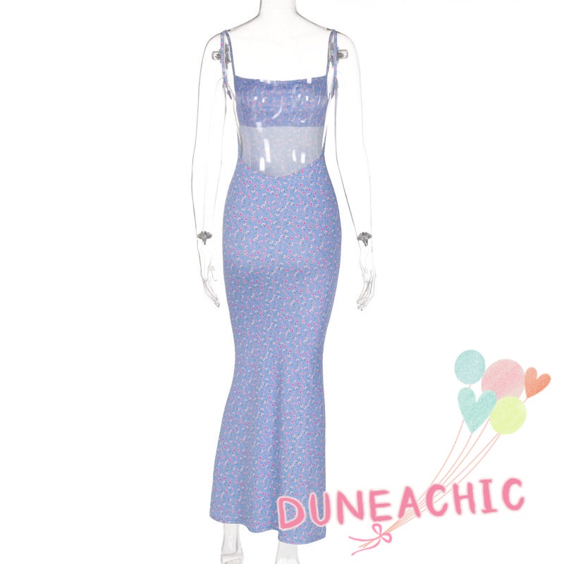 Đầm Maxi Hai Dây Hở Lưng Phong Cách Boho Cho Nữ