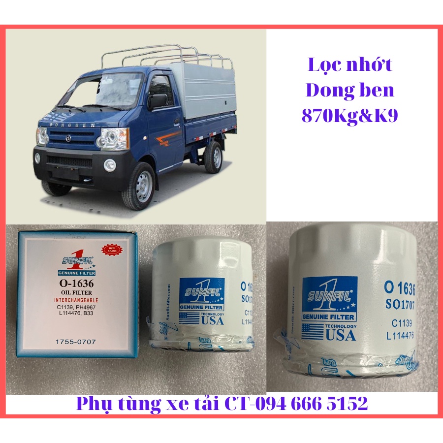 Lọc nhớt, Lọc gió xe Dongben 870kg, K9