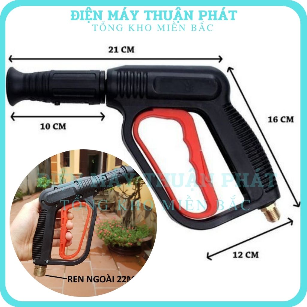 Đầu súng rửa ô tô xe máy tưới cây tăng áp lực cao xịt phun bọt tuyết cầm tay Ren 22mm (cò đỏ)