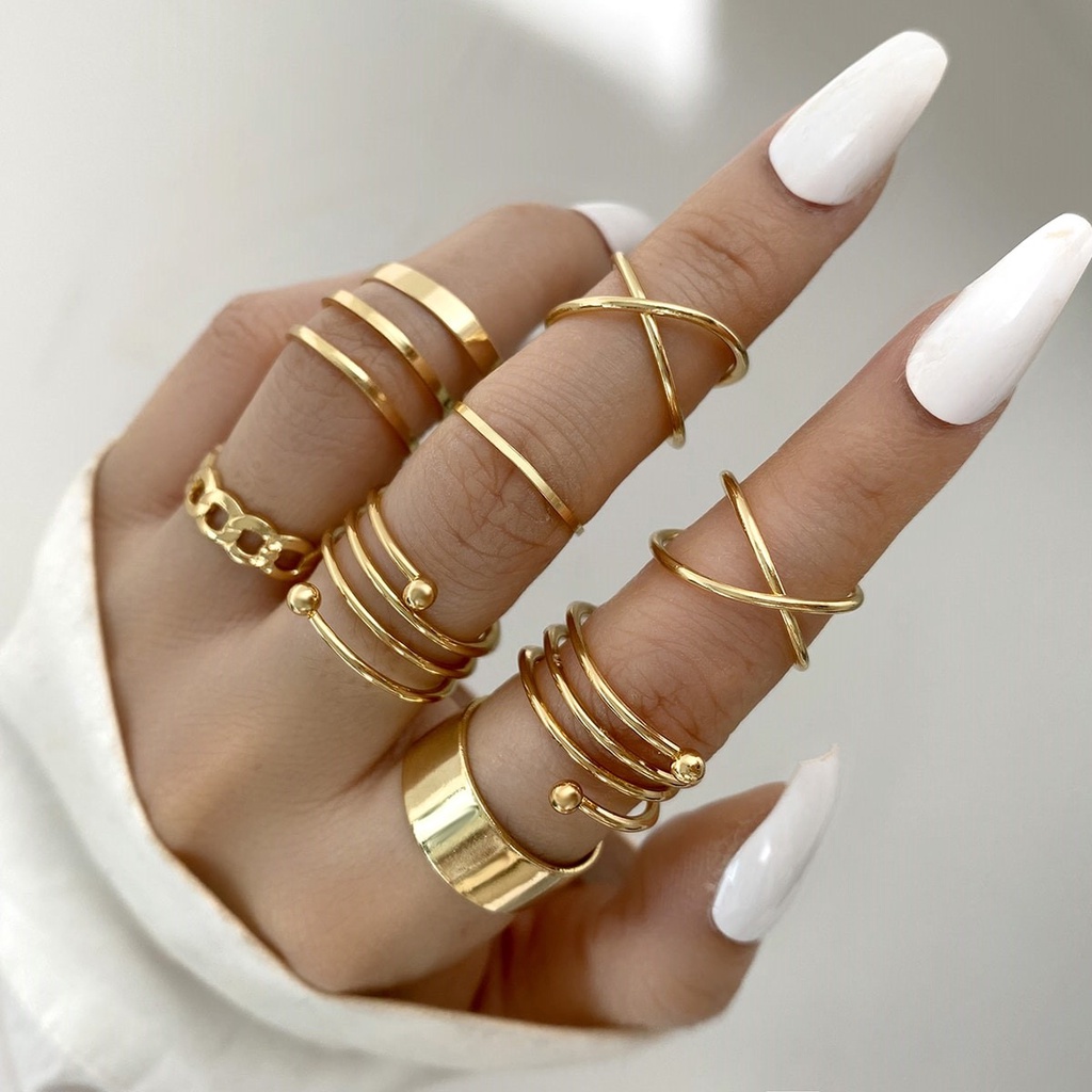 Set Nhẫn Đeo Khớp Ngón Tay Kim Loại Đính Đá Và Ngọc Trai Xinh Xắn Cho Nữ